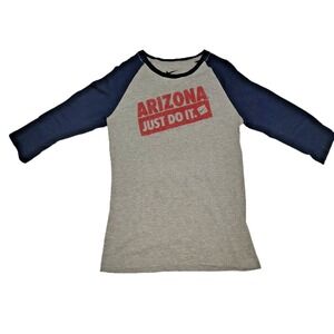 Nike Arizona Wildcats‎ Shirt Youth Medium M Gray Blue 3/4 Sleeve Baseball Tee